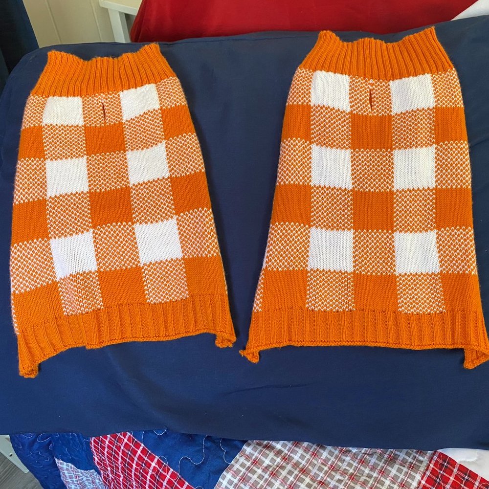 Like New- Orange Buffalo plaid dog sweeters